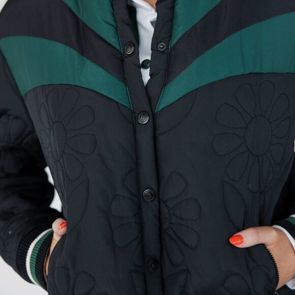 NWT New Fore All Women's Blooming Bomber - Black Jacket Medium M Golf Travel Top - Picture 3 of 6